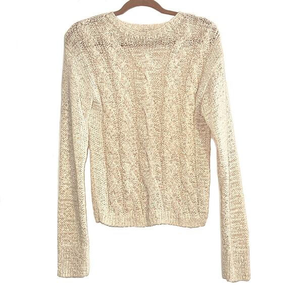 Vince Textured Cable Crewneck Cream Sweater SMALL - Picture 3 of 9